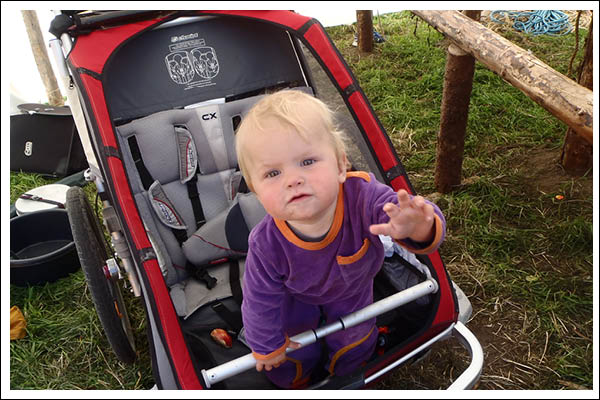 the thule chariot CX2 pictured with a toddler
