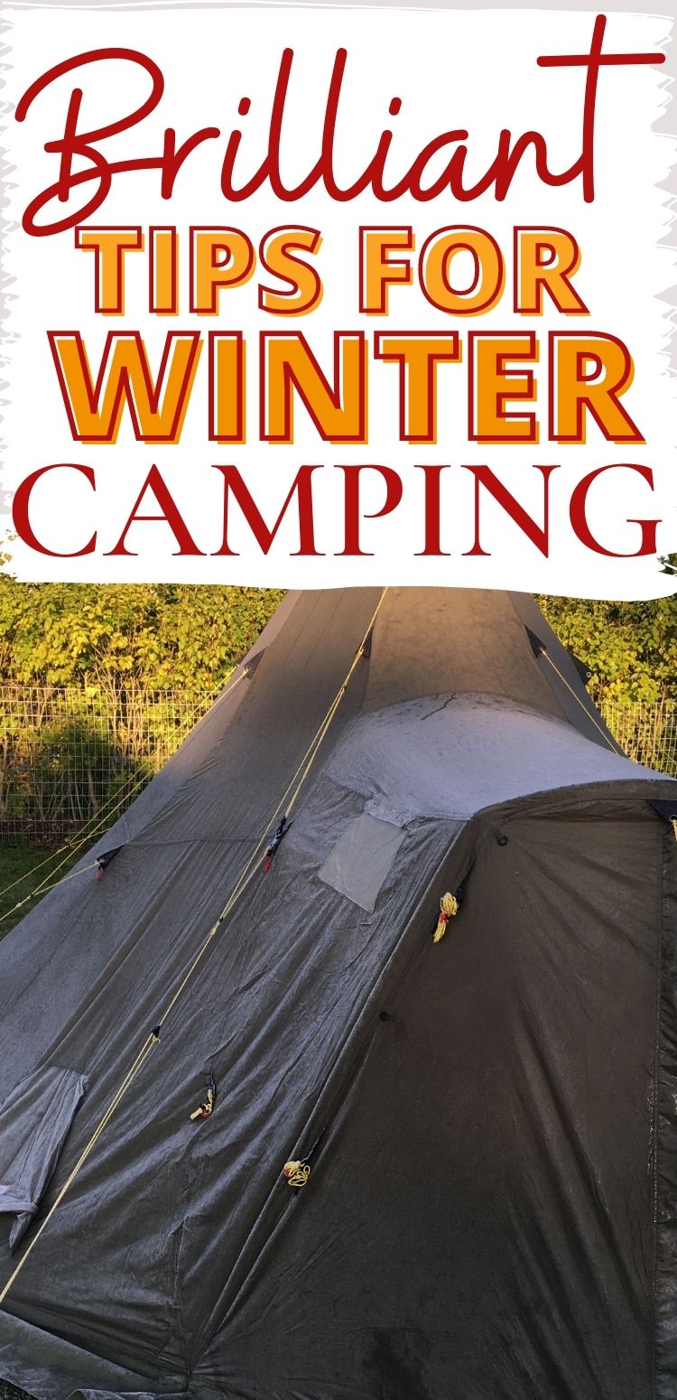 tent with frost on the outside - and a caption of Brilliant tips for winter camping