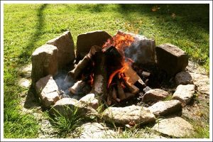 burning camp fire